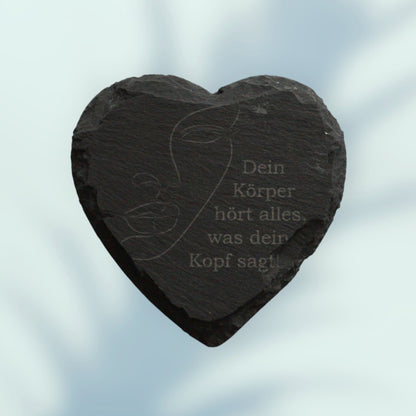 Schiefer Untersetzer Herzform mit Gravur 10cm Personalisiert